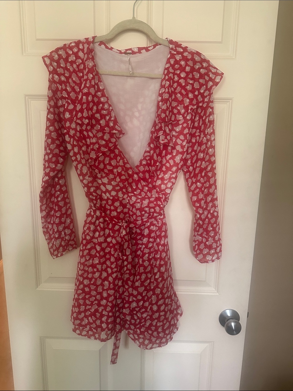 Free People Red and White Printed Dress or Top with Branded Tag